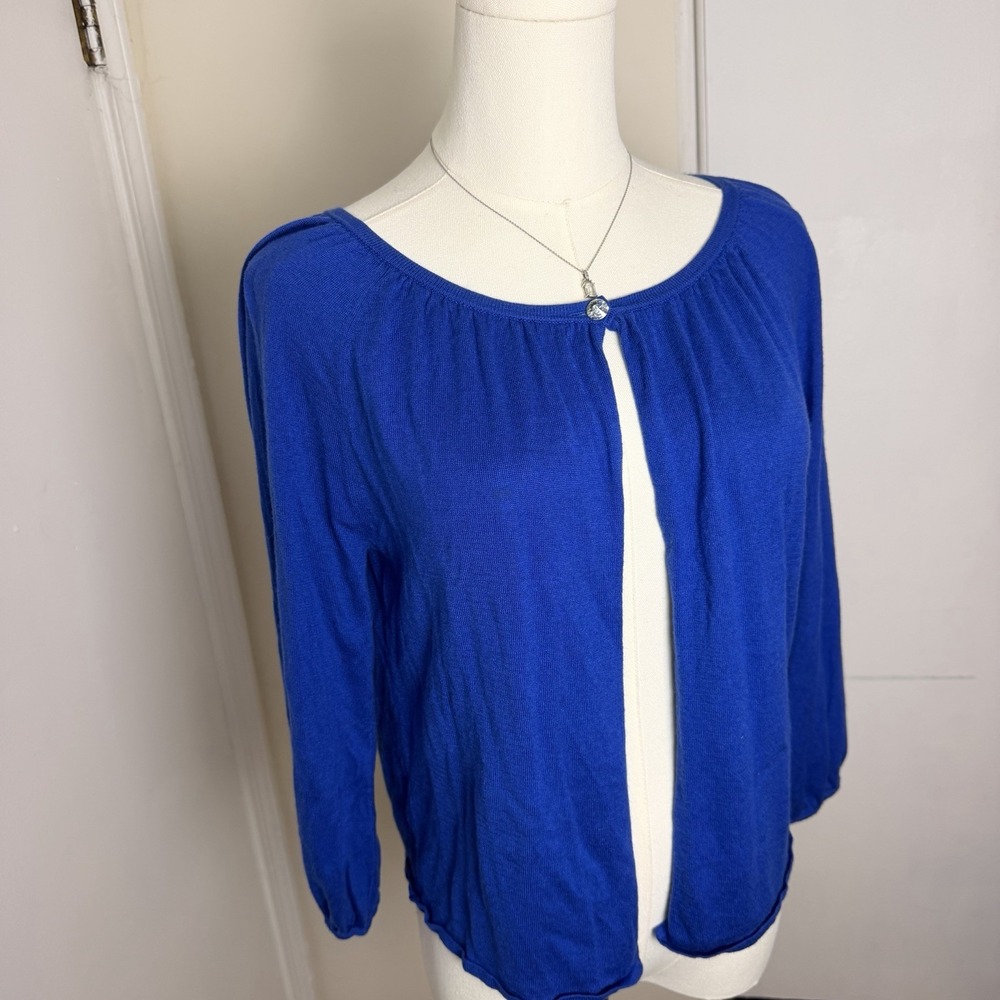 Forté Women's Silk Cashmere Cardigan Sweater Sz Large Blue
